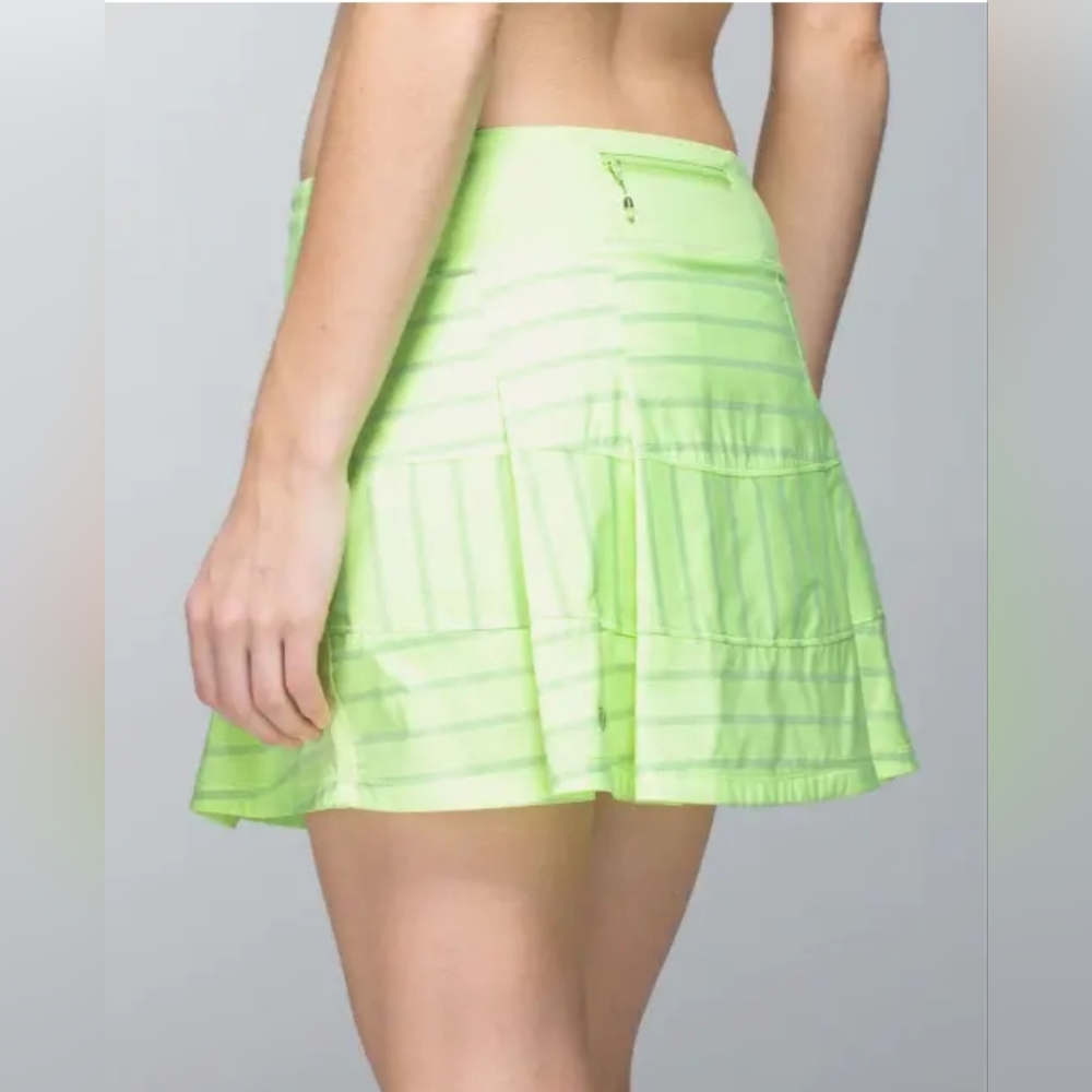 Lululemon Pace Rival Skirt Skort Deauville Stripe (Lime Green) Sz 6